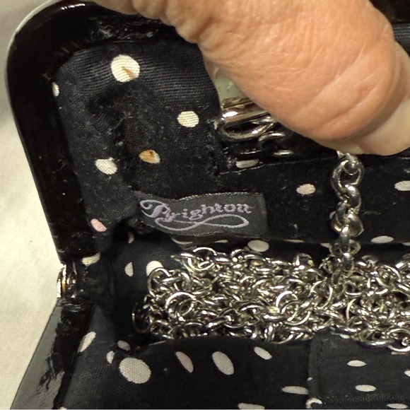 Brighton DIVA CHIC Black Multi Leather Clutch Bag Small Purse Studs Bling Chain - Picture 4 of 8